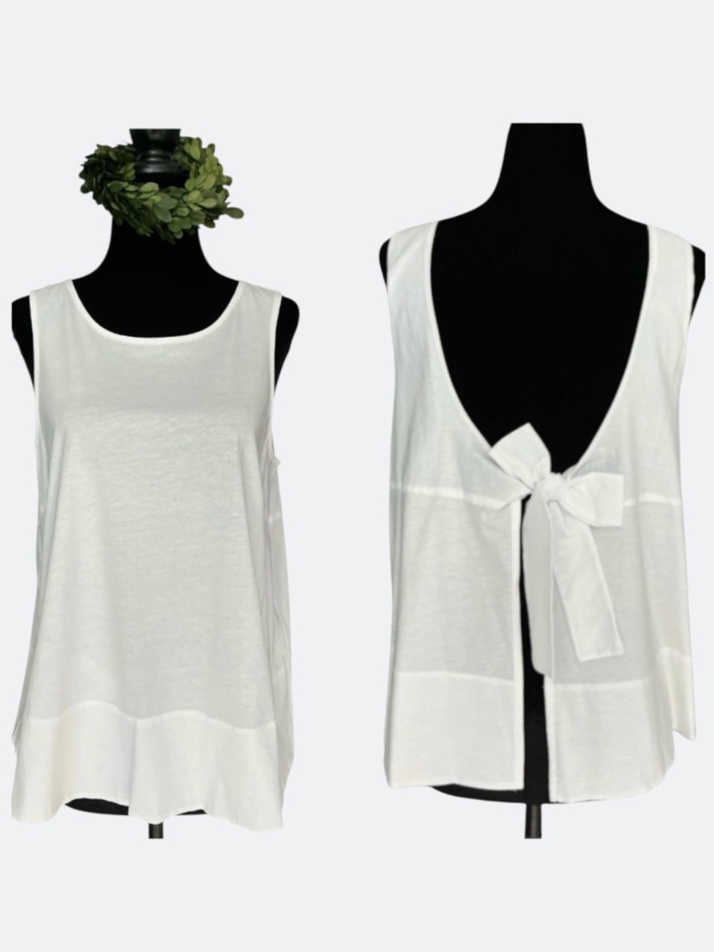 Club Monaco Open Tie Back White Cotton Blend Top SZ NWOT M